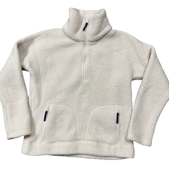 J. Crew Tops - J. Crew Light Pink Sherpa Half Zip Pullover Sweater XS Valentines Winter Cozy